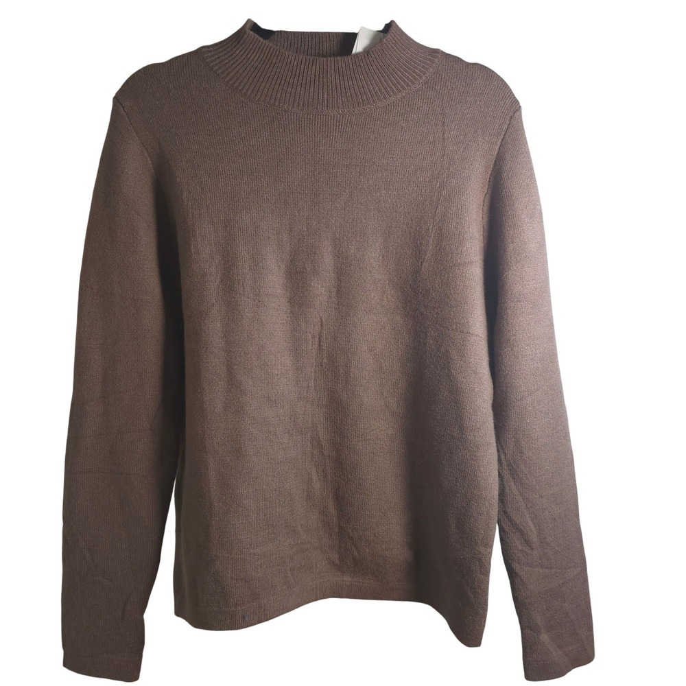 Zesica Size XL Brown Mock Neck Knit Sweater Faux Fur Lined Cozycore Pullover